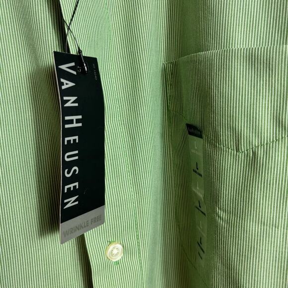 VAN HEUSEN CLASSIC FIT GREEN BUTTON DOWN MEN SHIRT LARGE BRAND NEW - Picture 5 of 6